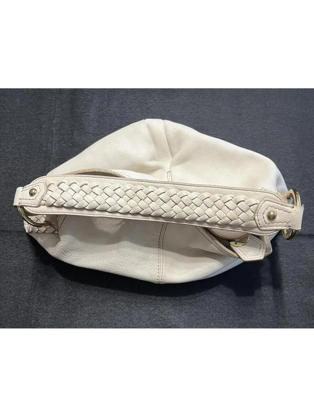 Banana Republic Fall 2008 Ivory Cream Genuine Leather Braided Strap Hobo Bag